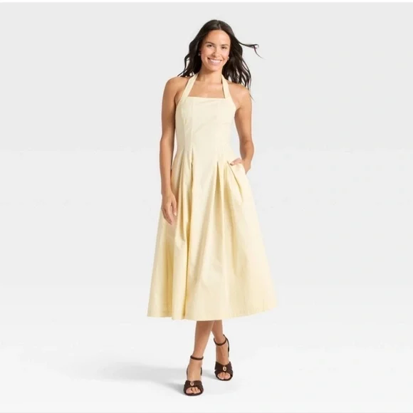 12. A New Day - Women's Midi Halter Dress - A New Day Cream - Picture 2 of 16